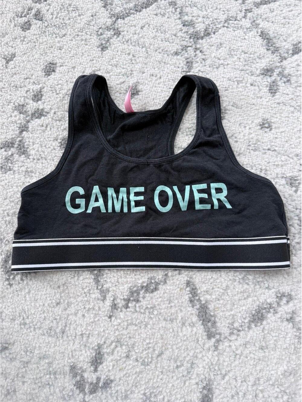 Game Over Graphic Sports Bra Black